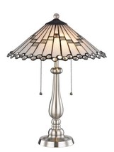 Table Lamp DALE TIFFANY JENSEN 2-Light Brushed Nickel Silver Metal Hand-... - £261.41 GBP