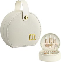 Travel Jewelry Case Elegant Half Moon Design with Gold Monogram Detachab... - $35.08