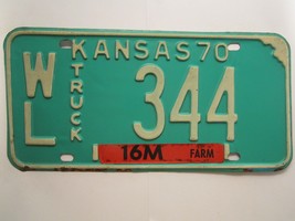 LICENSE PLATE Truck Tag 1970 KANSAS WL 344 Wilson County [Z270] - £6.26 GBP