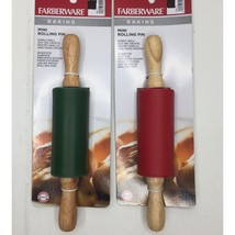 Set of 2 Farberware Baking Red Green Mini Rolling Pins Non Stick 9&quot; Kitchen Tool - £15.89 GBP
