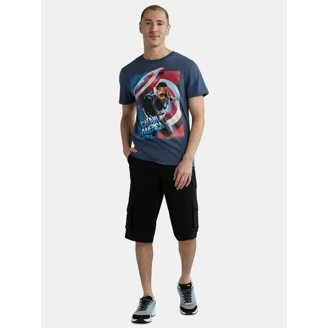 Marvel Captain America Men's Graphic Tee w/ Short Sleeves, Blue Size XL Item image 5