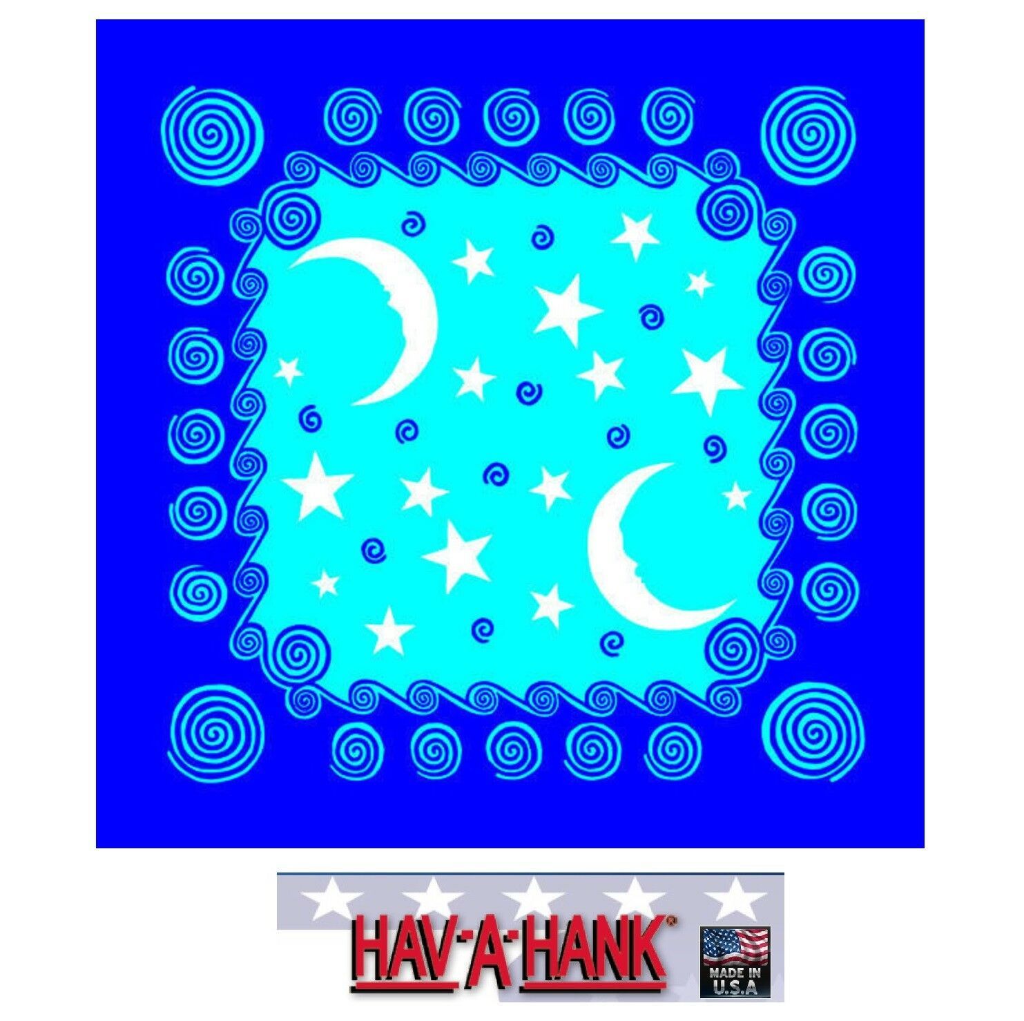 *USA MADE Crescent Moon &amp; Stars Star Sky 22&quot; BANDANA Scarf Scarve Head N... - $6.99
