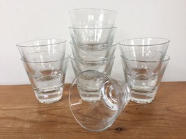 Set 9 Vintage 40s Etched Star Flower Shot Glass Stemless Cordial Sherry ... - £62.94 GBP