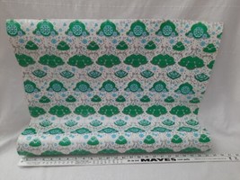 VTG Wrapping Paper Silver Metallic Green Blue White Umbrella Print 24&quot; x ?&quot; Roll - £35.57 GBP