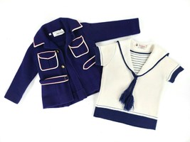 Piccolino VTG Toddlers Sailor Sailing Uniform Nautical Set Blue Acrylic 1960s - £101.78 GBP