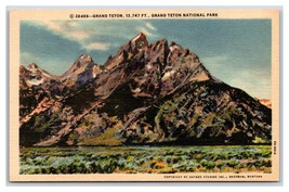 Grand Teton Mountain Grand Teton National Park Wyoming WY UNP Linen Postcard Y10 - £2.34 GBP