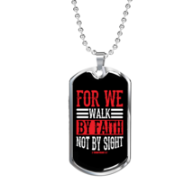 Walk By Faith Christian Necklace Stainless Steel or 18k Gold Dog Tag 24&quot; Chain - £37.06 GBP+