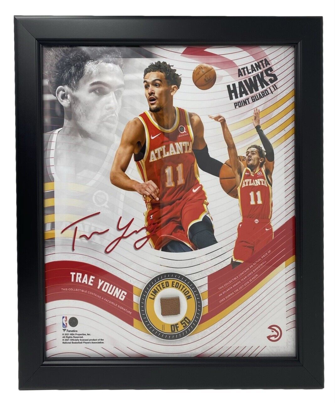 TRAE YOUNG Atlanta Hawks Framed 15&quot; x 17&quot; Game Used Basketball Collage L... - $295.00