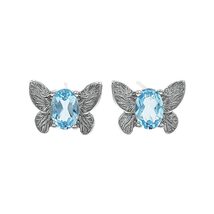 925 Silver Butterfly Shape Topaz Earrings - $39.90