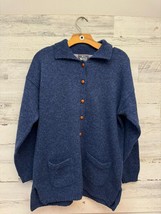 Vintage Woolrich Cardigan Women&#39;s Medium Blue 100% Wool Long Sleeve Butt... - $24.69