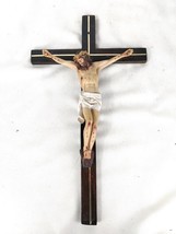 Crucifix Jesus Christ on Cross Thorn Crown Wood and Resin - £35.37 GBP