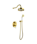 Gold Pvd Wall Mounted Classical Bathroom Shower Faucet Set Brass  - $547.43 CAD