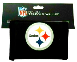 Pittsburgh Steelers Black Wallet Tri-Fold Nylon Style NFL Official Merch - $19.34