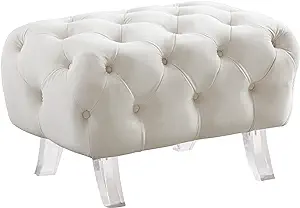 568Cream-Ott Crescent Collection Modern | Contemporary Velvet Upholstere... - £398.61 GBP