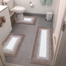 Bathroom Rugs Sets 3 Piece, Non-Slip Absorbent Bath Mats, Extra Soft Plush Shagg - £51.40 GBP