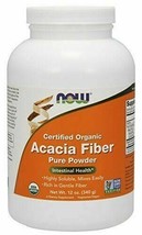 NEW NOW Certified Organic Acacia Fiber Pure Powder Intestinal Health 12 Ounce - £17.60 GBP