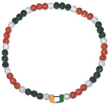 Miami Hurricanes Rhinestone Crystal Disco Ball Beaded Baseball Football Necklace - $19.34+