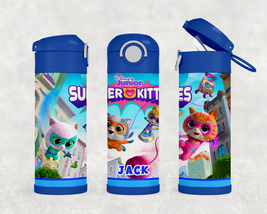 Personalized Super Kitties 12oz Kids Stainless Steel Water Bottle Tumbler - £17.56 GBP