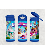 Personalized Super Kitties 12oz Kids Stainless Steel Water Bottle Tumbler - £17.38 GBP