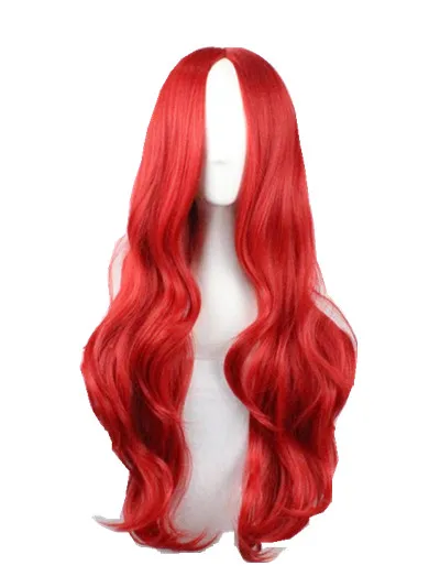 Curly Wigs Fei-Show Synthetic Heat Resistant Fiber Long Red Middle Part Li - £14.18 GBP+