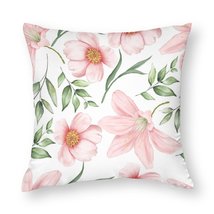 Mondxflaur Pink Flowers Pillow Case Covers for Sofas Polyester Decorative Home - £8.78 GBP+