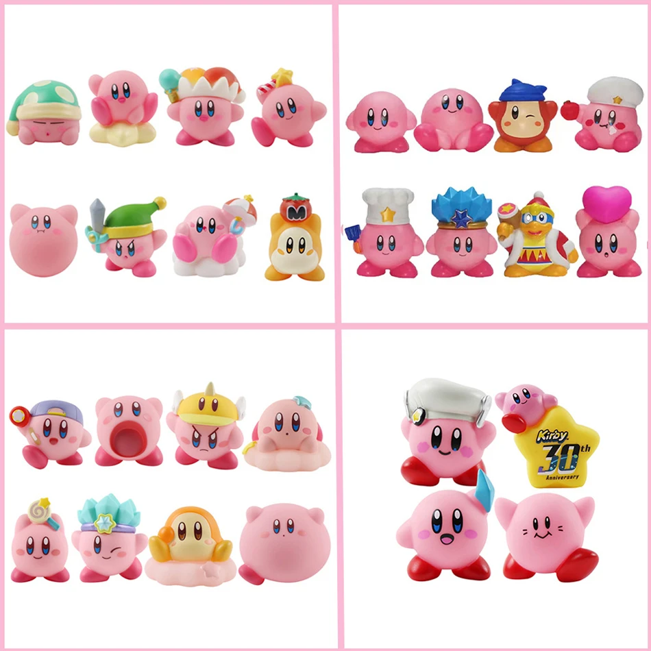 8pcs Anime Games Kirby Action Figures Toys Pink Cartoon Kawaii Kirby PVC Cute - £16.46 GBP+