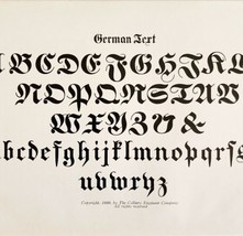 German Text Font Example 1899 Victorian Craft Supply Art Drawing Ephemer... - $19.99