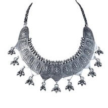 Antique Silver Hindu Ganesha Bib Necklace - $277.20