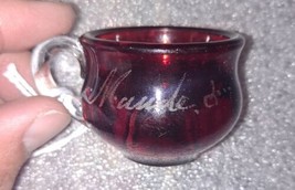 ANTIQUE 1904 SOUVENIR Miami COUNTY FAIR RUBY RED FLASH GLASS Small Cup Dish - $17.75