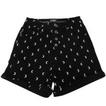 Size 1 HT Denim Moon Print Ultra Hi-Rise Button-Front Shorts Hot Topic Black - £11.85 GBP