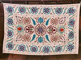 Traditional Jaipur Suzani Embroidered Uzbekistan Wall Hanging, Suzani Bedspread  - £63.94 GBP
