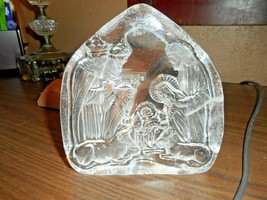 Art Glass Paperweight NATIVITY SCENE Carved on the Back Pear Shaped Thick Piece - £11.38 GBP