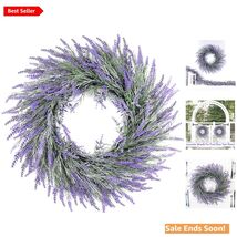 Artificial Lavender Door Wreath for Home or Outdoors 21 Inch All Seasons... - $40.54