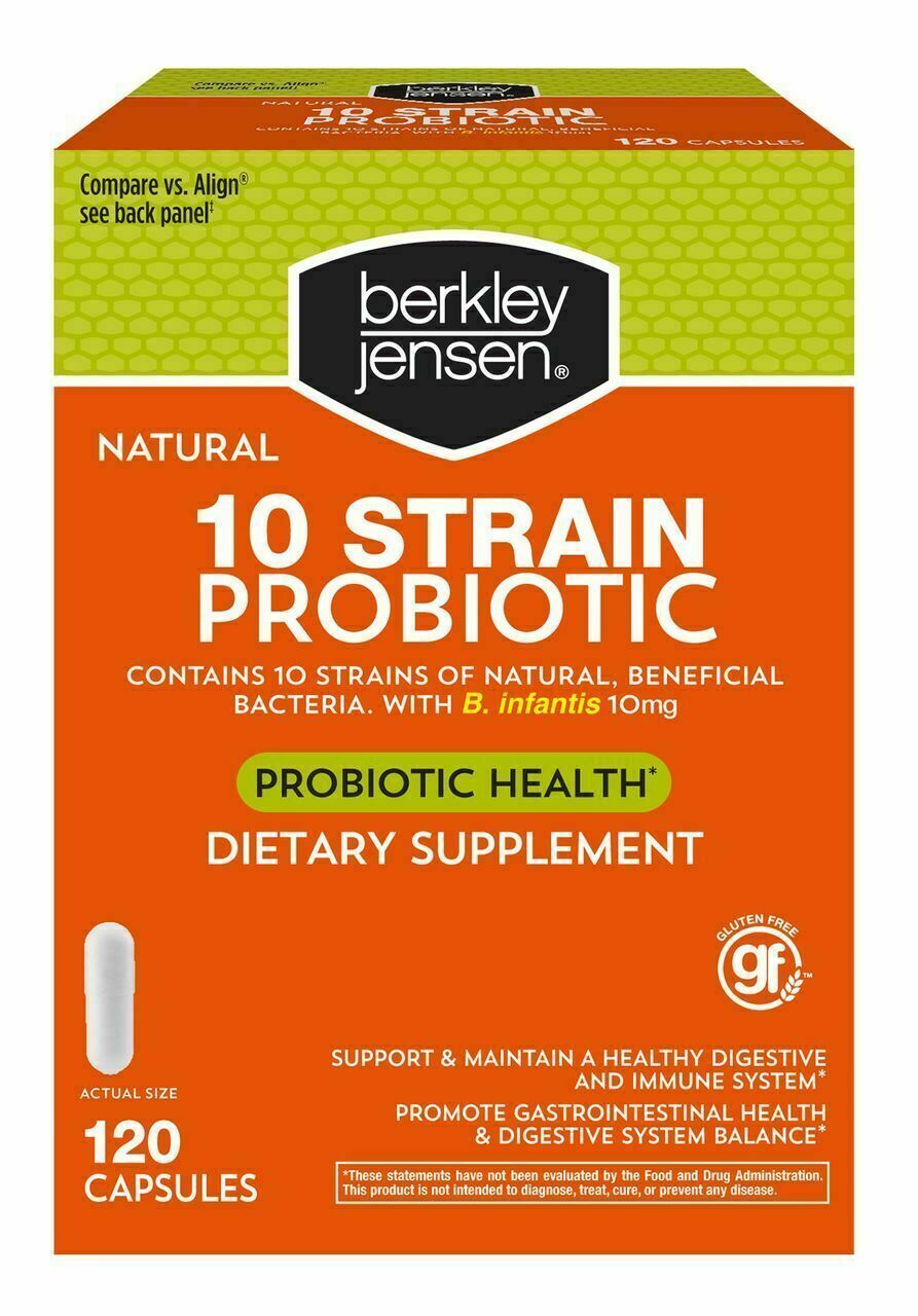 Primary image for Berkley Jensen Natural 10-Strain Probiotic Dietary Supplement, 120 ct.