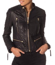 Women Leather Jacket Slim fit Biker Motorcycle Genuine Lambskin Jacket W... - $117.50