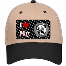 I Love My Pug Novelty Khaki Mesh License Plate Hat - $28.99