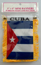 Cuba MINI BANNER FLAG with BRASS STAFF &amp; SUCTION CUP - £4.69 GBP