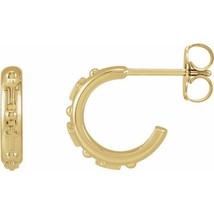 14k Yellow Gold Rosary Huggie Hoop Earrings - £299.43 GBP