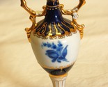 Antique Royal Dux Bud Vase Cobalt Blue &amp; Gold Guilt White Danity Flowers - $123.74