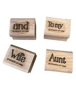 Stampin&#39; Up! 1996 Wooden Rubber Stamps Set Of 4 &quot;And To My Wife Aunt&quot; - $13.73