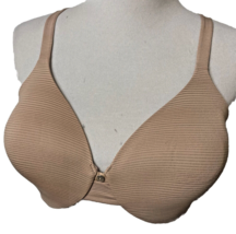 Hanes Sz 36D Bra Beige Lightweight Charm Striped Underwire Adjustable Back - £10.18 GBP