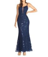 Dress The Population DDR55-K138 Marie Lace and Sequin Gown SZ 10 ($326) Navy - $134.64