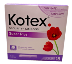 Kotex Security Tampons Unscented SatinSoft Super Plus 18 count - $568.44 MXN