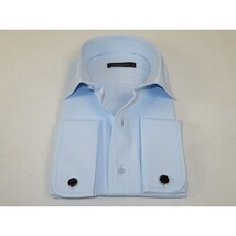 Men's Dress Shirt MARCUZZI Turkey 100% Soft Cotton French Cuffs Marc2 Blue image 3