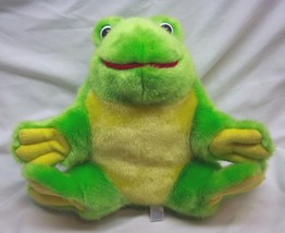 Vintage Skm Very Soft Cute Green &amp; Yellow Frog 10&quot; Plush Stuffed Animal 1980&#39;s - £19.75 GBP