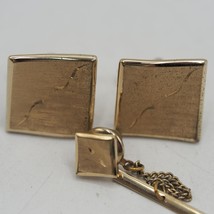 Swank Mens Cufflink Tie Pin Set Gold Tone Design - £40.60 GBP