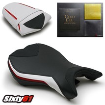 Triumph Daytona 675 Seat Covers with Gel 2013-2017 Red White Front Rear Luimoto - £276.81 GBP