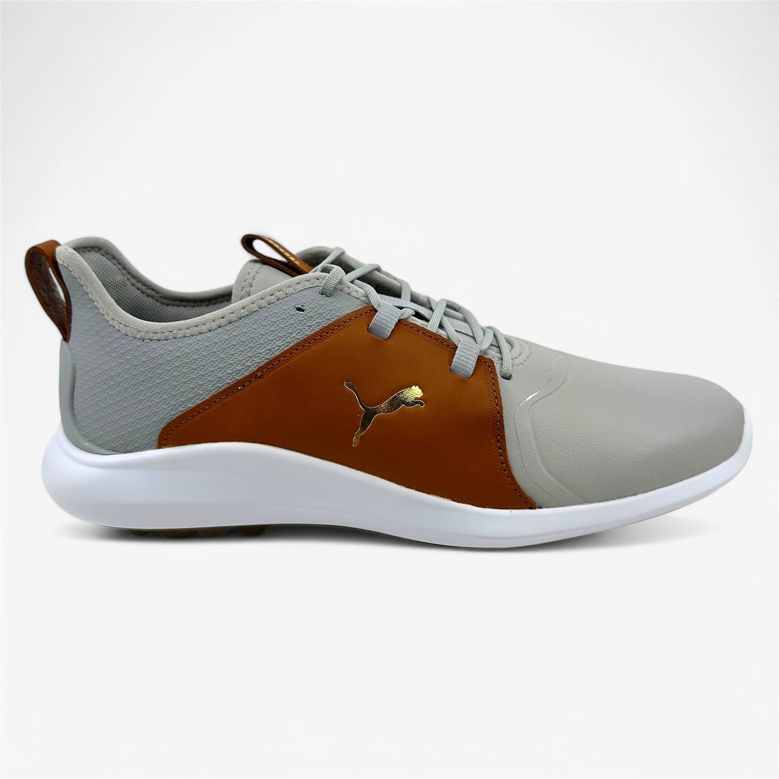 PUMA Ignite Fasten8 Crafted Rise Gold Leather Brown Mens Waterproof Golf... - $69.95