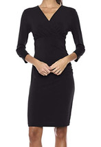 NWT Lark &amp; Ro Women&#39;s Crepe Knit Cross-Over Empire Wrap Dress Black Size 0 - £8.87 GBP