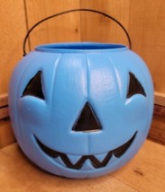 VTG Norfolk Blue Jack-O-Lantern Pumpkin Blow Mold Trick or Treat Bucket USA  - £23.72 GBP